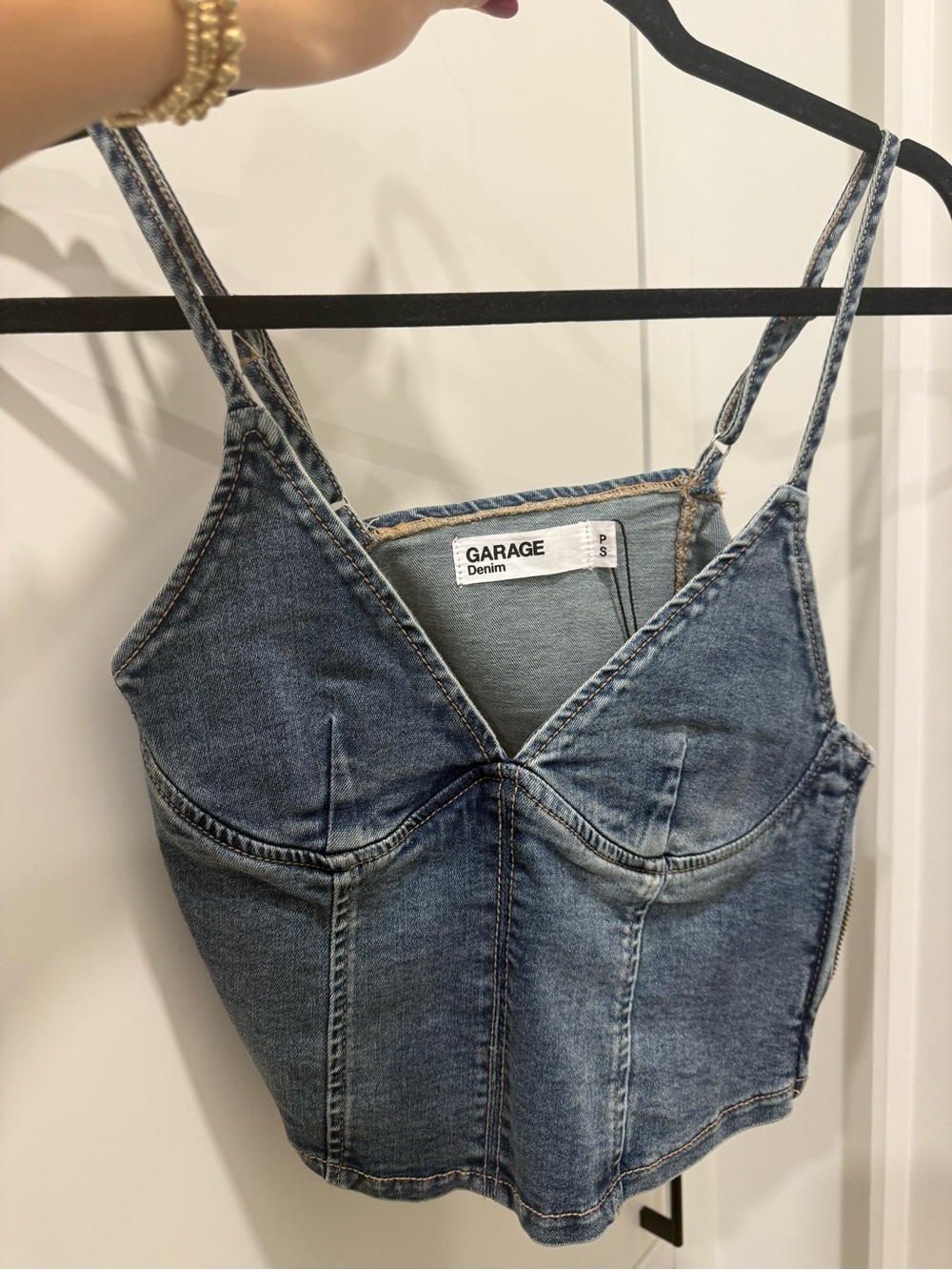 Garage Denim Blue Denim Corset-Style Crop Top